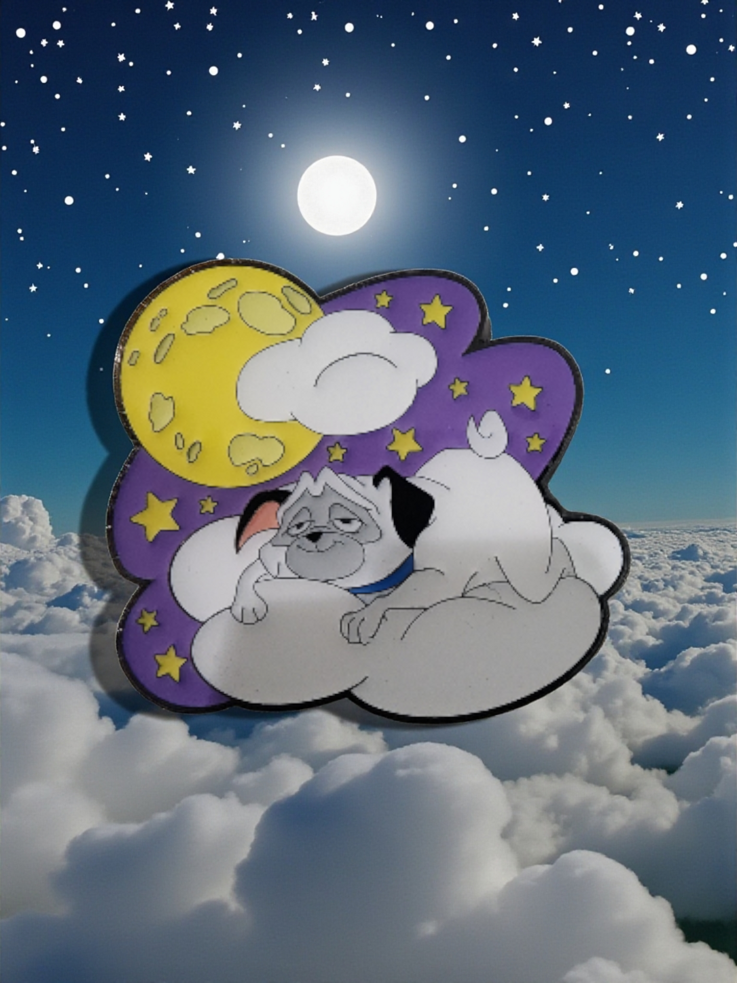 Loungefly Disney Cats and Dogs Sleeping on the Moon and Clouds Mystery Pins
