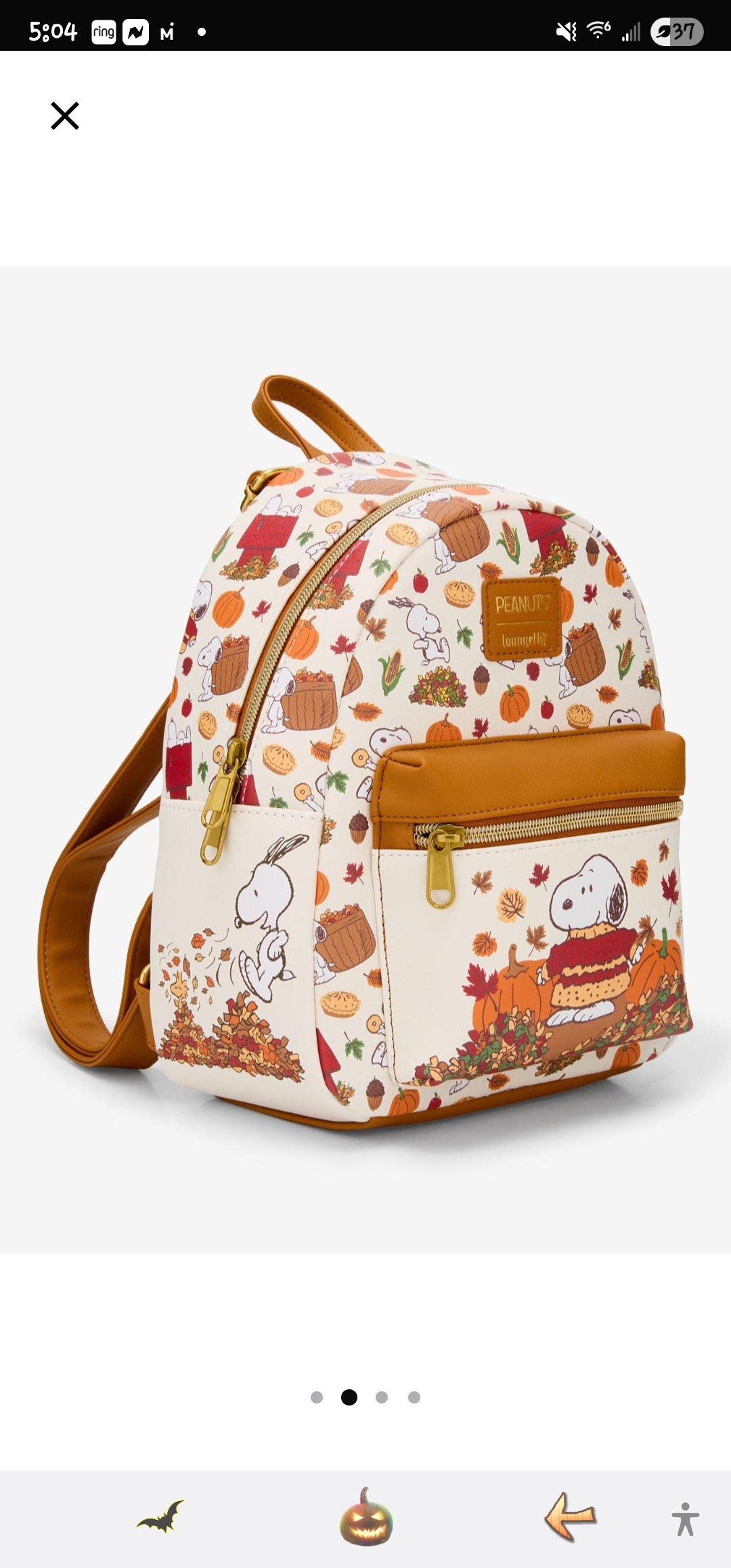 Loungefly Peanuts Snoopy in Fluffy Sweater Thanksgiving Backpack