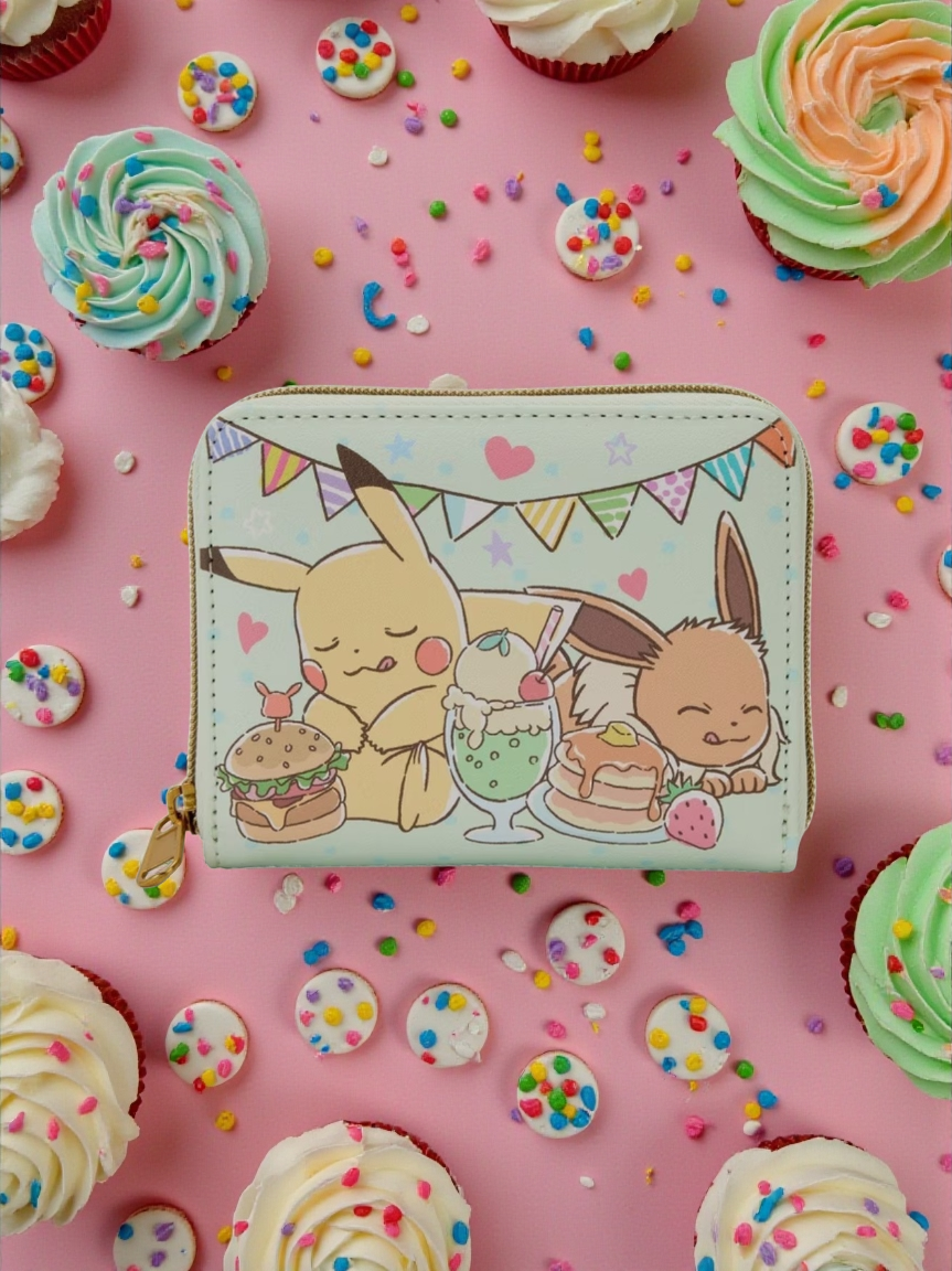 Loungefly Pokemon Pikachu and Eevee Cafe Sweets and Desserts Exclusive Wallet
