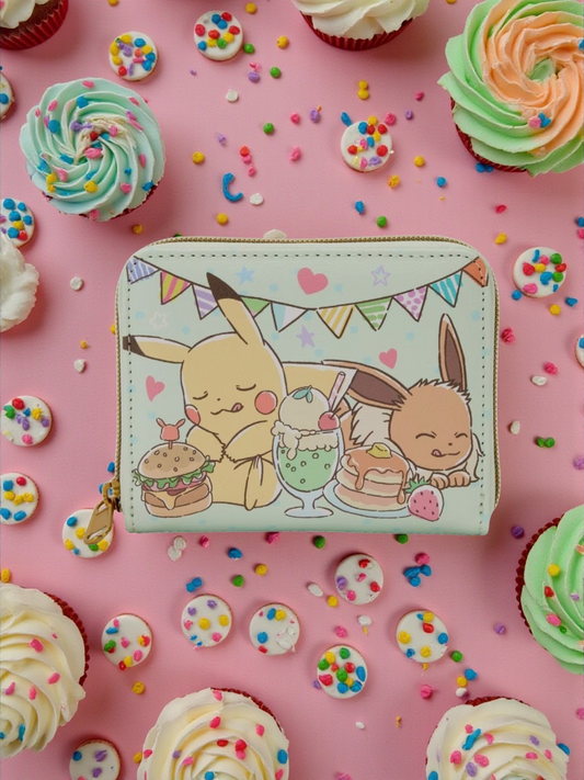Loungefly Pokemon Pikachu and Eevee Cafe Sweets and Desserts Exclusive Wallet