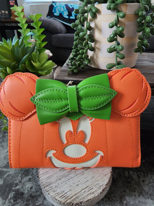 Minnie Pumpkin Glow in the Dark Loungefly Disney Wallet