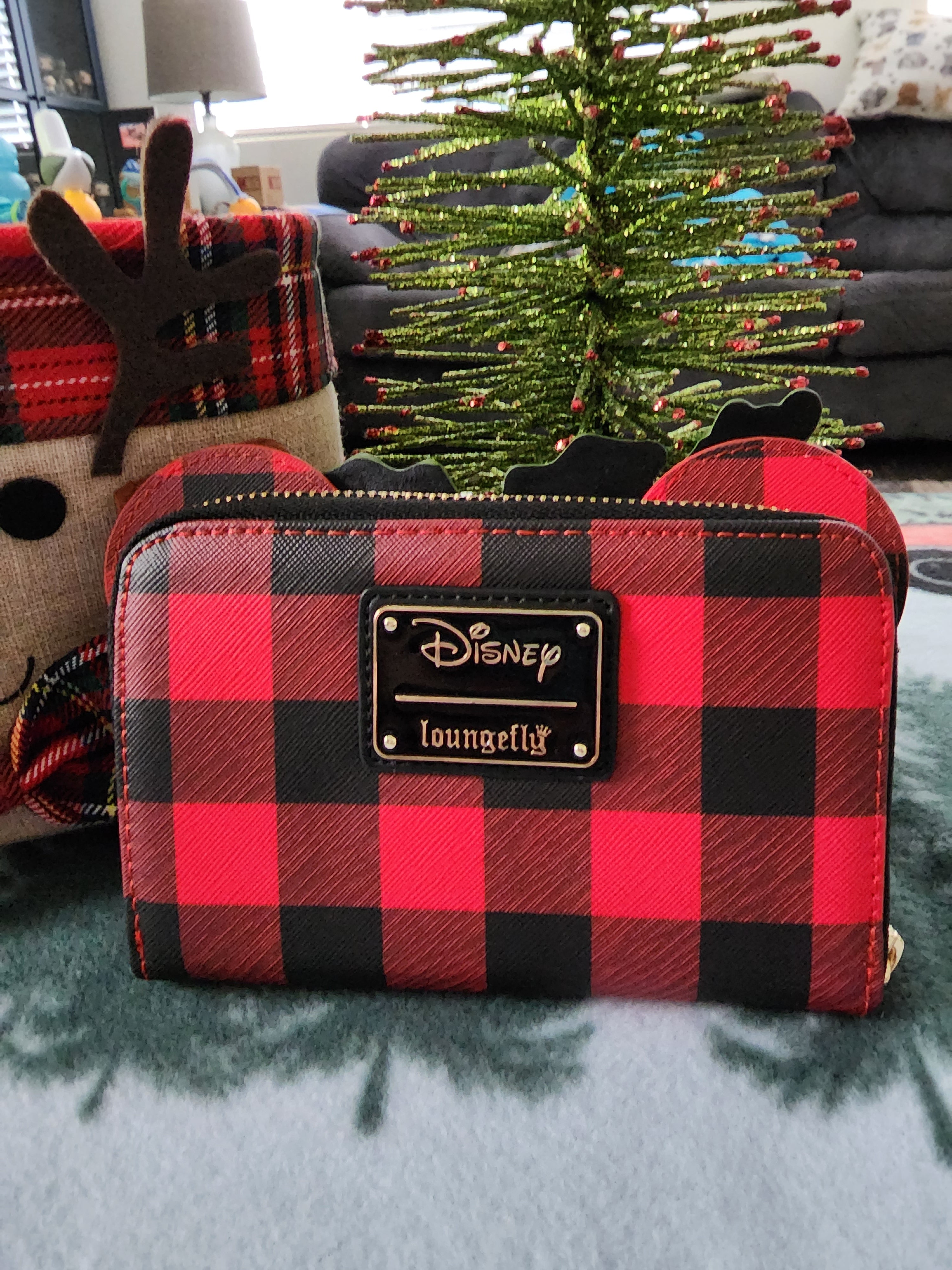 Disney Mickey & Minnie Christmas Holly Loungefly Purse & Wallet sale