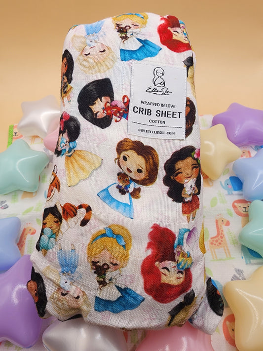 Disney Princesses and Friends Crib Sheet