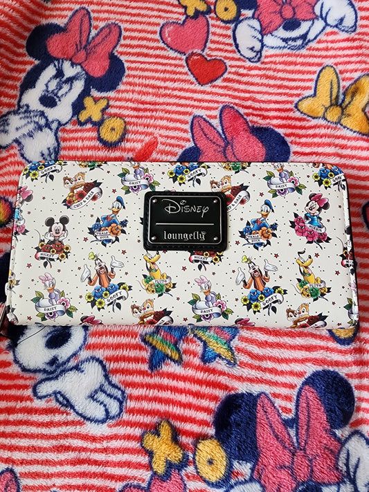Loungefly Mickey and Friends Tattoo Floral Wallet