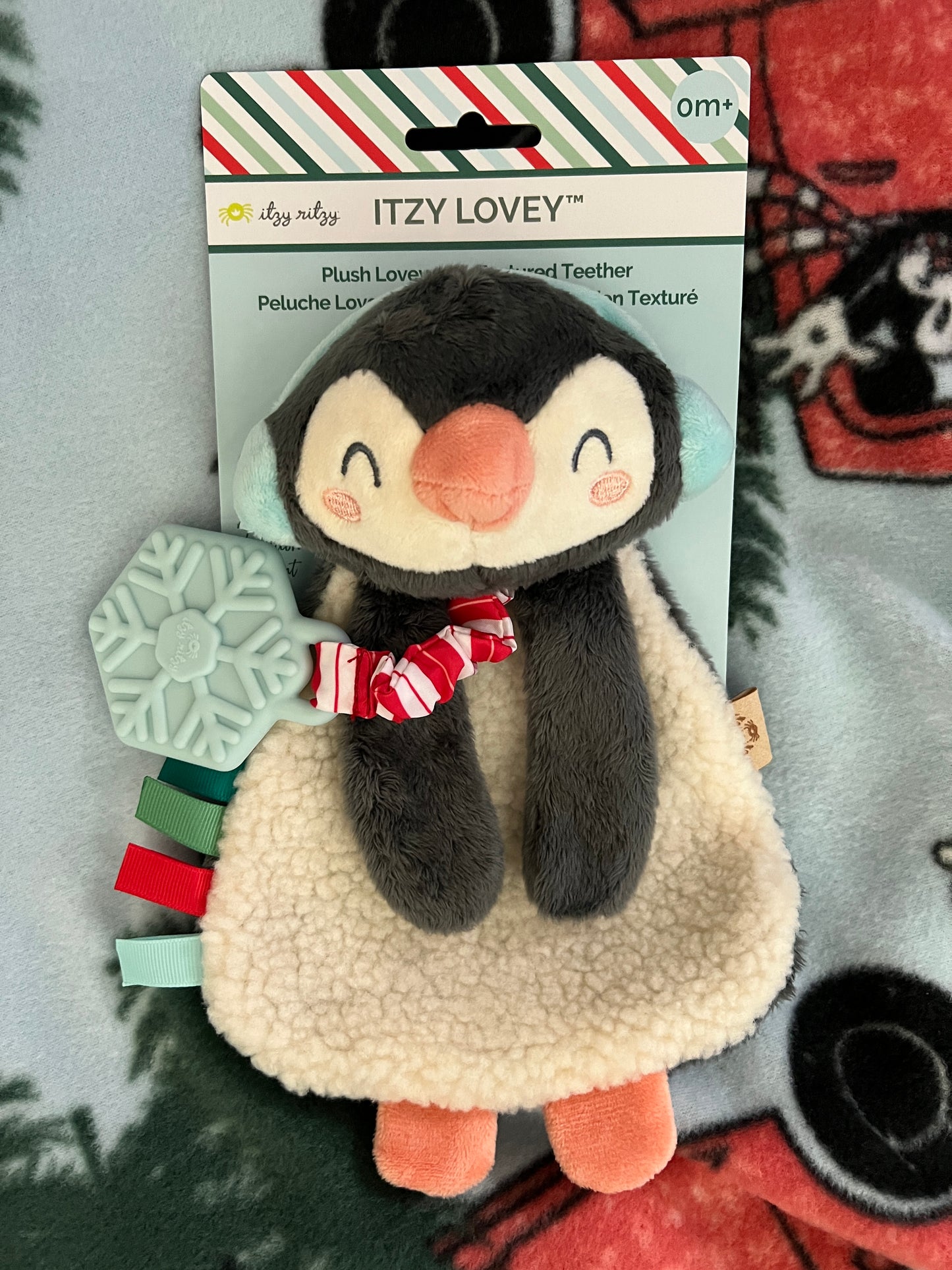 Holiday Penguin Itzy Lovey: Plush & Teether Toy