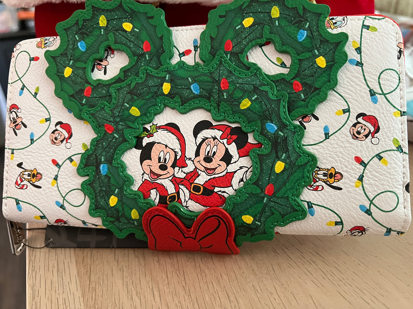 Loungefly Disney Mickey and Minnie Christmas Wreath Wallet