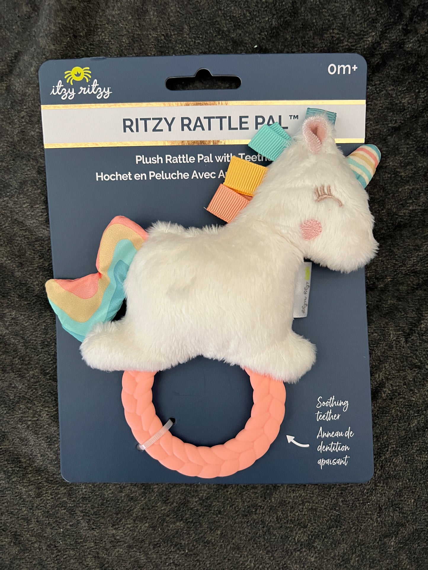 Unicorn Ritzy Rattle Pal Plush Rattle Pal with Teether