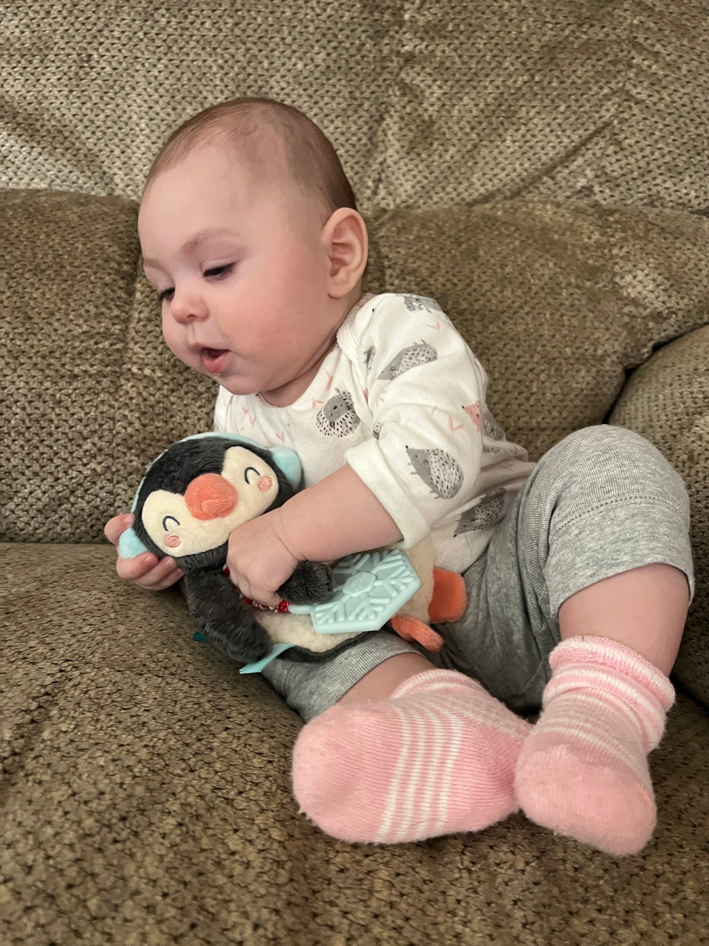 Holiday Penguin Itzy Lovey: Plush & Teether Toy